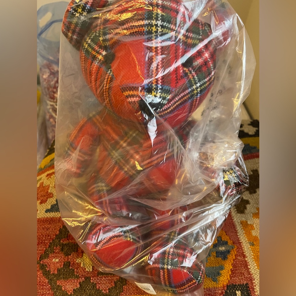 **LAST ONE** New Pottery Barn Stewart Plaid Teddy Bear, Red Plaid